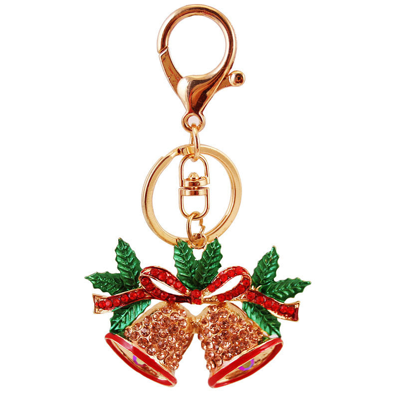 Wholesale Christmas Rhinestone Bell Alloy Keychain